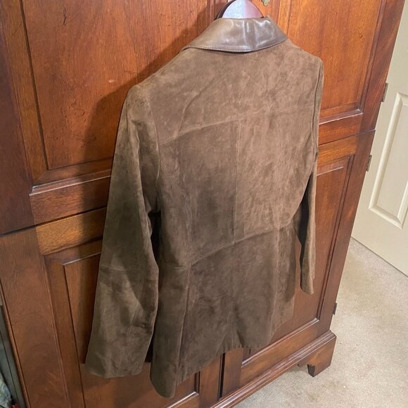 Brooks Brothers 346 Women's Blazer Jacket Size 6 Brown Suede Leather Button Up - Picture 14 of 16